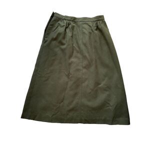 Vintage Sir For Her Skirt Wool A-Line Olive Green Mid Length 6